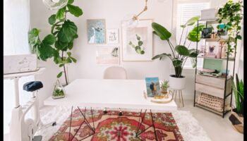 Μπορείτε να προτείνετε ιδέες διακόσμησης γραφείου Boho για ένα γραφείο στο σπίτι με εκλεκτικές πινελιές;